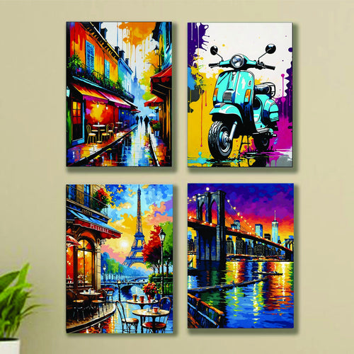 4pcs Vintage Sticky Phototile Wall Frames For Home Decor