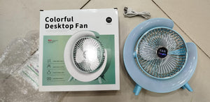 7 Colors Led Atmosphere Light Mini Electric Fan Portable Table Fan