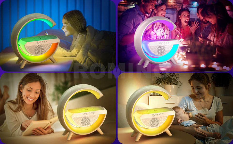 G Shaped Rgb Light Table Lamp With Wireless Charger Bt2301