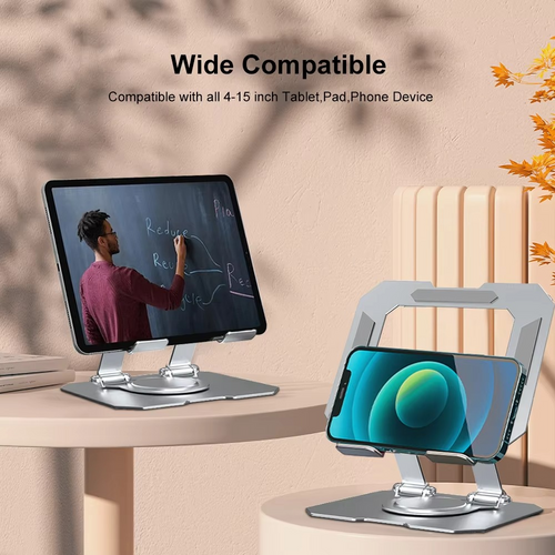 360° Rotating Metal Tablet & Mobile – Adjustable, Foldable, And Portable Desk