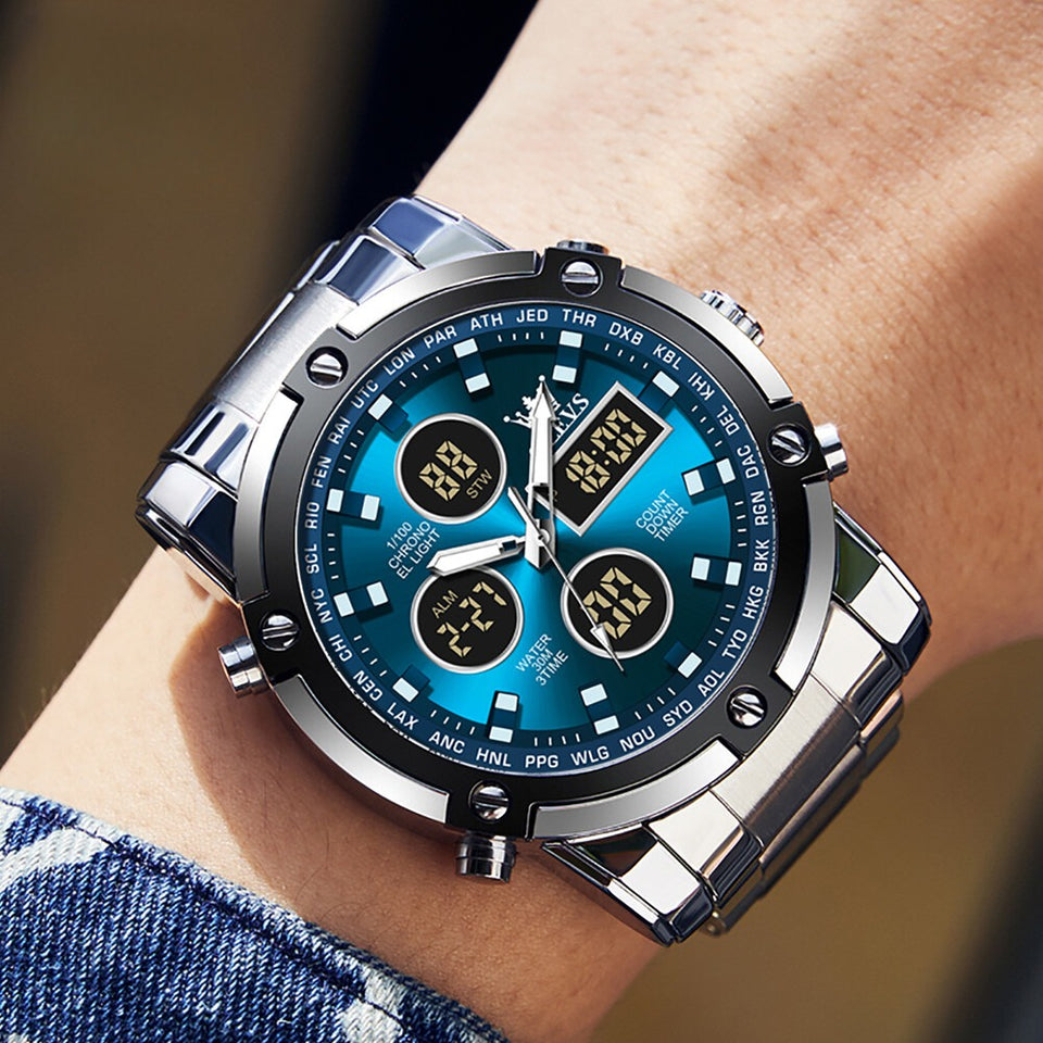 Skemie 1389 Men’s Digital Analog Watch Waterproof Digital Chronograph