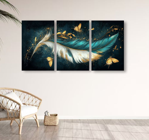 Set Of 3 Leaf Art Wooden Frames For Wall Decoration